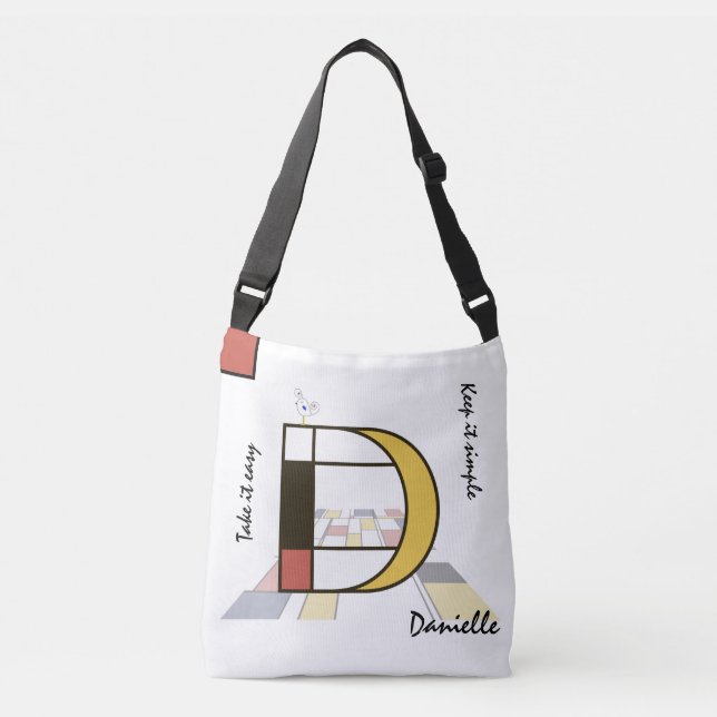 Pleasant Neoplasticism Art Monogram. Letter D Crossbody Bag (Front)