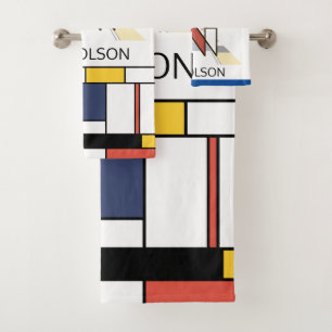 Pleasant Neoplasticism Art Monogram. Letter N Bath Towel Set