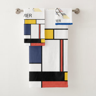  Pleasant Neoplasticism Art Monogram. Letter X Bath Towel Set