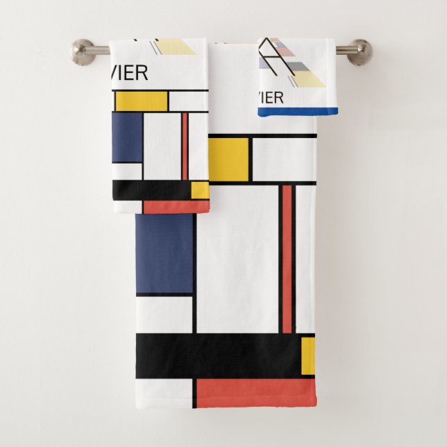  Pleasant Neoplasticism Art Monogram. Letter X Bath Towel Set (Insitu)