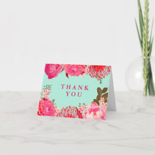 Pleasant Pink & Mint Floral Thank You Card