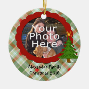 Pleasant Plaid Photo Christmas Ornament