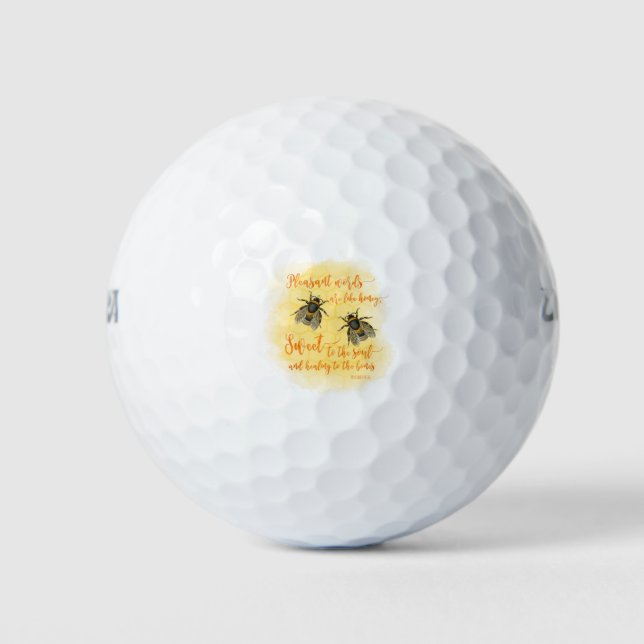 Pleasant words bee Bible Quote Golf Balls (Front)