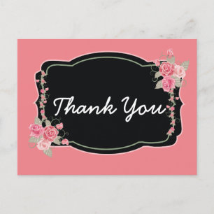 Pleasantly Pink and Black Thank you Postcard