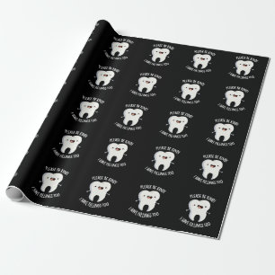 Please Be Kind I Have Fillings Too Pun Dark BG Wrapping Paper