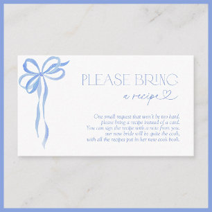 Please Bring A Recipe Blue Bow Enclosure Card