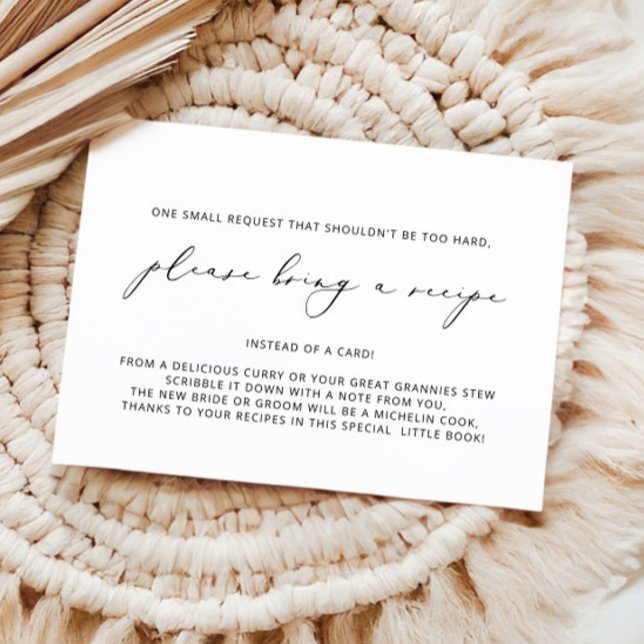 Please bring a recipe Bridal Shower Enclosure Card (Creator Uploaded)