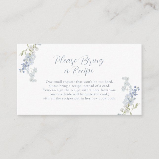 Please Bring A Recipe Dusty Blue Elegant Shower Enclosure Card (Front)
