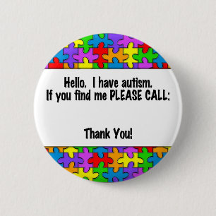 Please Call Autism ID Tag 2 Inch Round Button