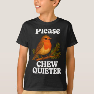 Please Chew Quieter Vintage Bird Groovy Design  T-Shirt