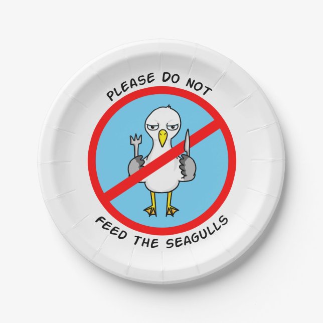 Please do not feed the seagulls paper plate (Front)