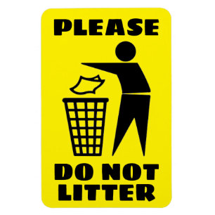 Please Do Not Litter Black and Yellow Customized Magnet