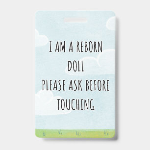 Please Don’t Touch Reborn Doll Car Seat Tag Badge