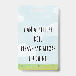 Please Don’t Touch Reborn Doll Car Seat Tag Badge