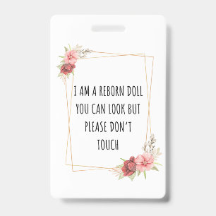 Please Don’t Touch Reborn Doll Car Seat Tag Badge