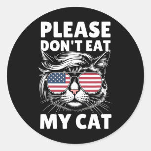 Please Don't Eat My Cat Funny Strange News Funny S Classic Round Sticker