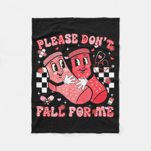 Please Don't Fall For Me Nurse Non Slip Socks Vale Fleece Blanket