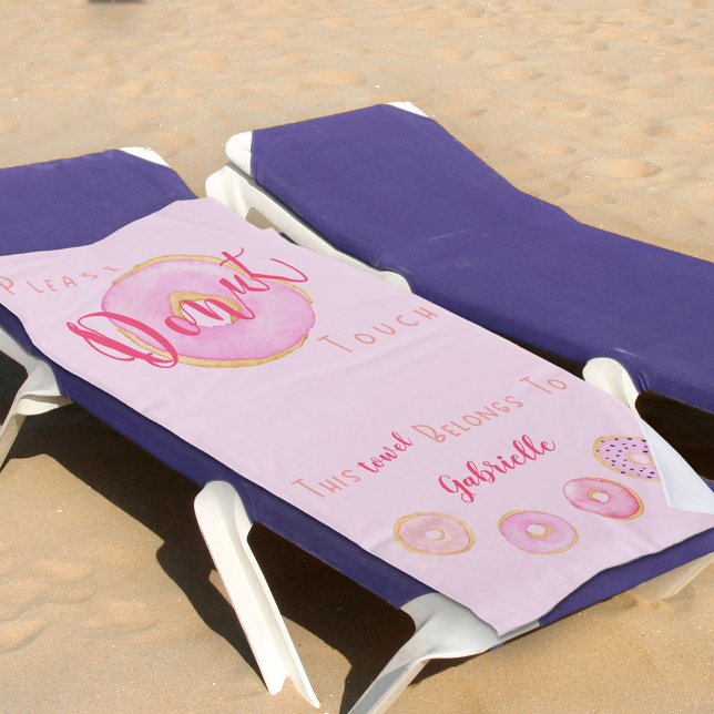 Please Doughnut Touch - Your Name - Funny Pink Dou Beach Towel (Creator Uploaded)
