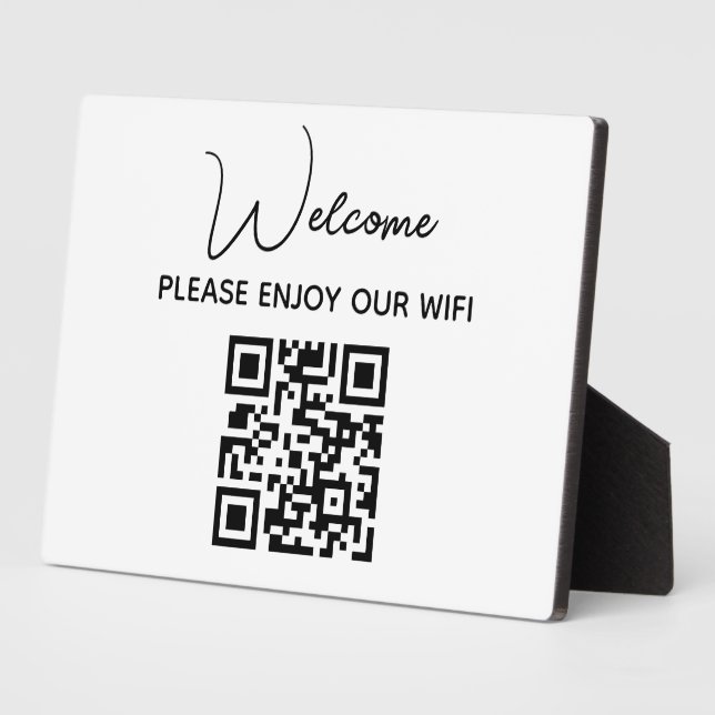 Please Enjoy Our Wifi | WIFI Welcome QR Code  Plaque (Side)