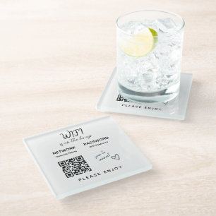 Please Enjoy Wifi Password Scan to Connect QR Code Glass Coaster
