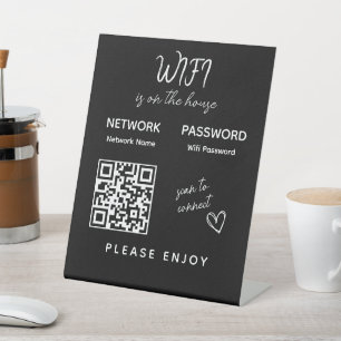 Please Enjoy Wifi Password Scan to Connect QR Code Pedestal Sign