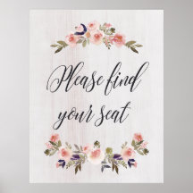 Please find your seat sign poster