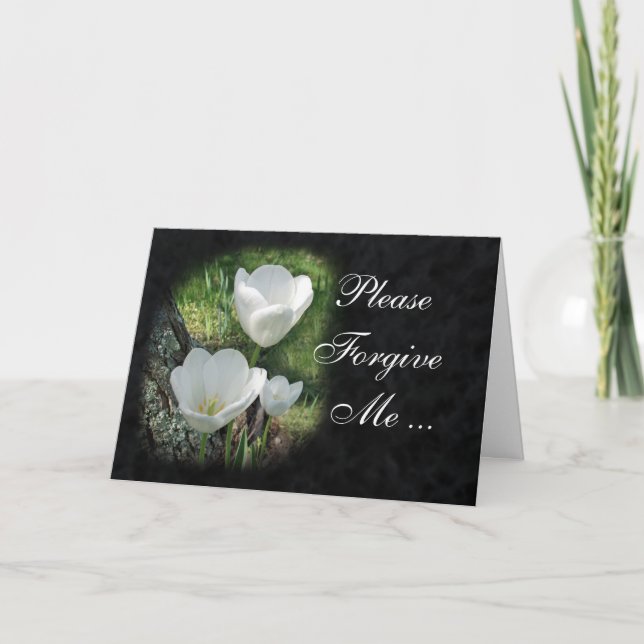 Please Forgive Me: White Tulips Flower Card (Front)