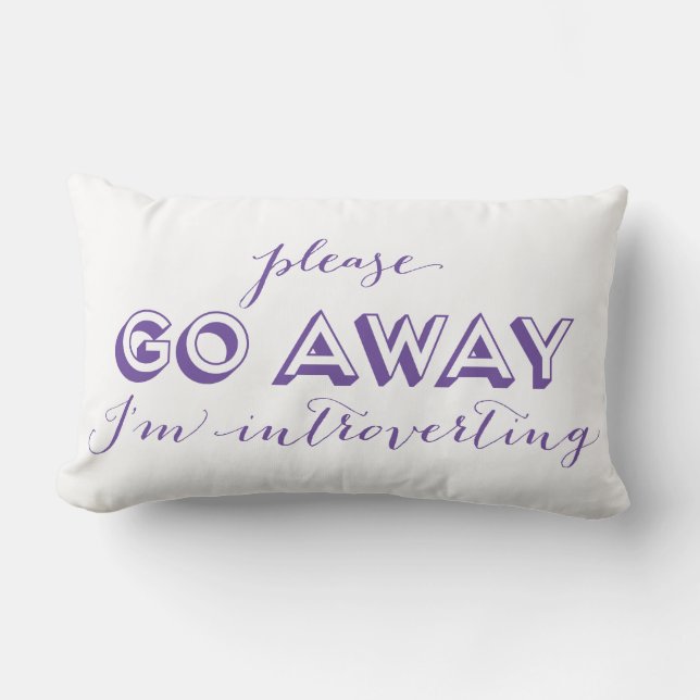 Please go away i'm introverting purple Introvert Lumbar Pillow (Front)
