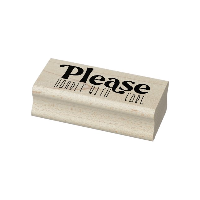 Please Handle with Care Calligraphy Mailing Rubber Stamp (Stamp)
