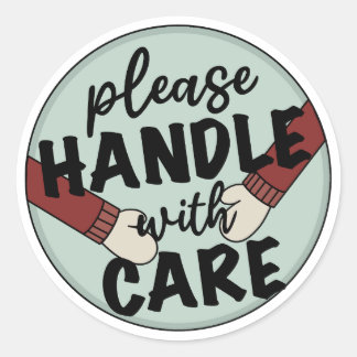 Please Handle with Care Christmas Packaging Classic Round Sticker