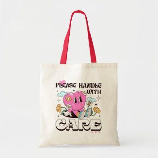 Please Handle With Care Retro Heart Design  Tote Bag