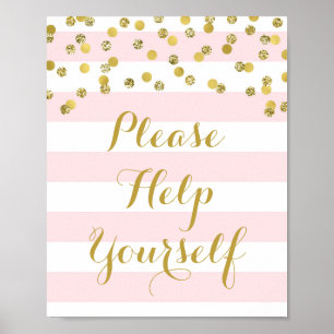 Please Help Yourself Sign Pink Stripes Gold