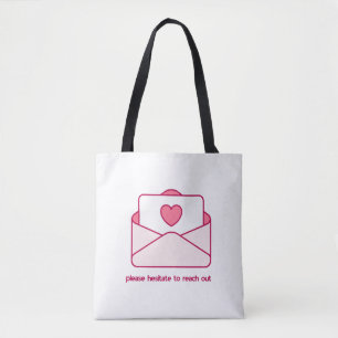 Please Hesitate to Reach Out Pink Envelope Design Tote Bag