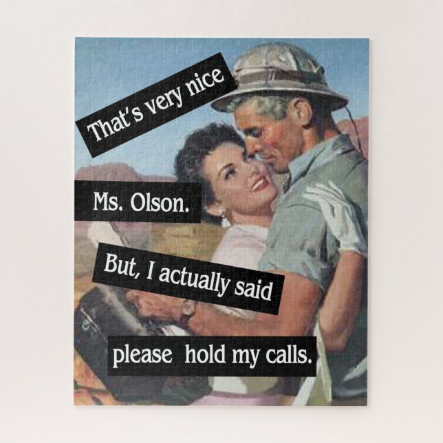 Please Hold My Calls Vintage Funny Jigsaw Puzzle (Vertical)