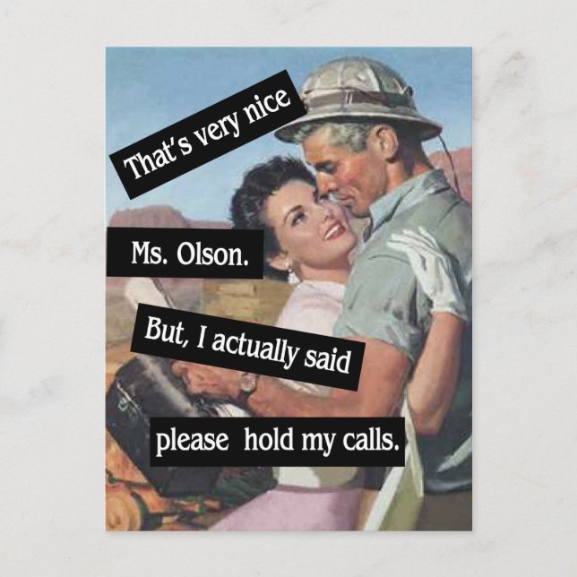 Please Hold My Calls Vintage Funny Postcard (Front)