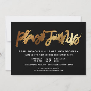 Please Join Us Brush Typography Wedding Invitation
