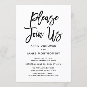 Please Join Us Brush Typography Wedding Invitation
