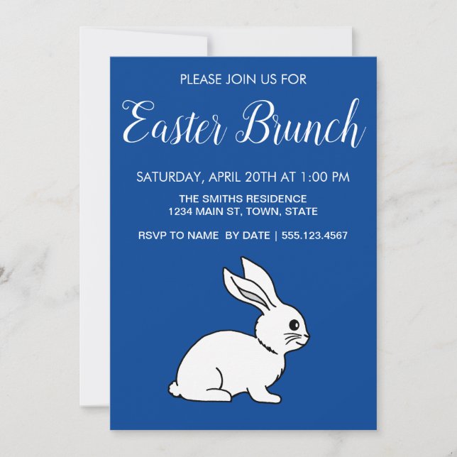 Please Join Us For Easter Brunch Blue Background Invitation (Front)