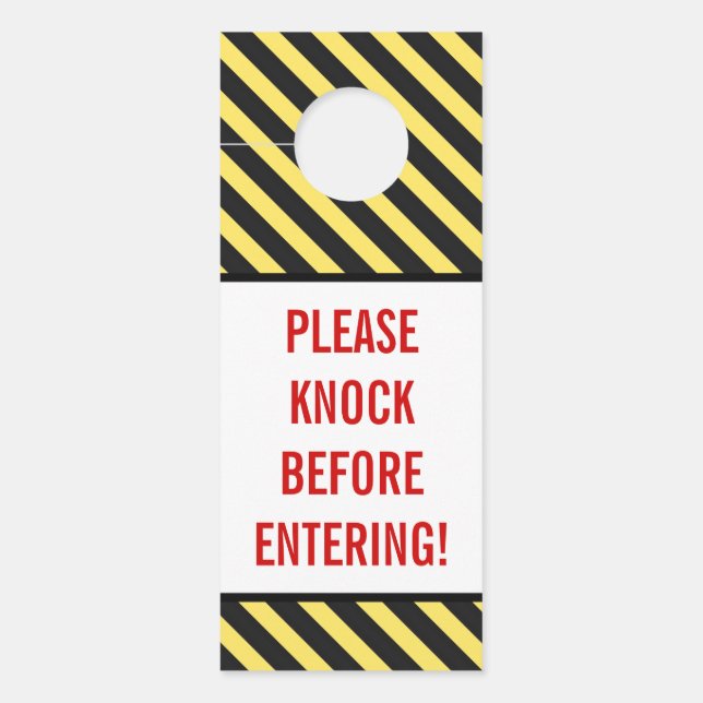 "PLEASE KNOCK BEFORE ENTERING!" + Stripes Door Hanger (Front)