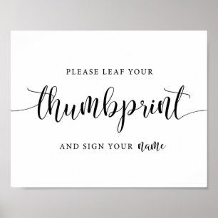 Please Leaf Your Thumbprint Wedding Tree Sign