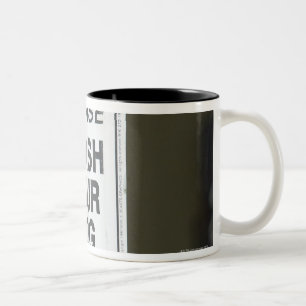 Please leash your dog sign Two-Tone coffee mug