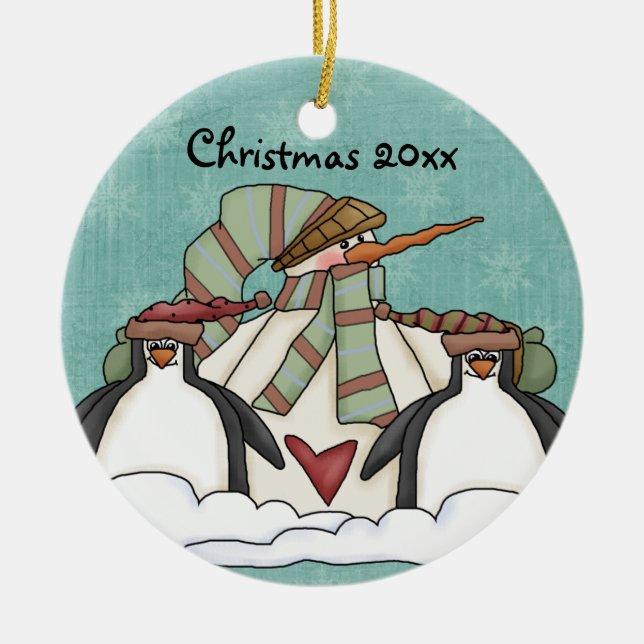 Please Let it Snow  Snowman Keepsake Ornament (Front)