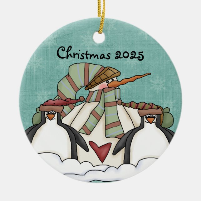 Please Let it Snow  Snowman Keepsake Ornament (Front)