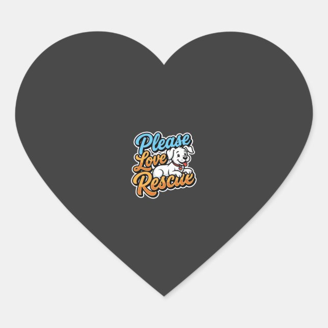 Please Love Rescue Dog Heart Sticker (Front)
