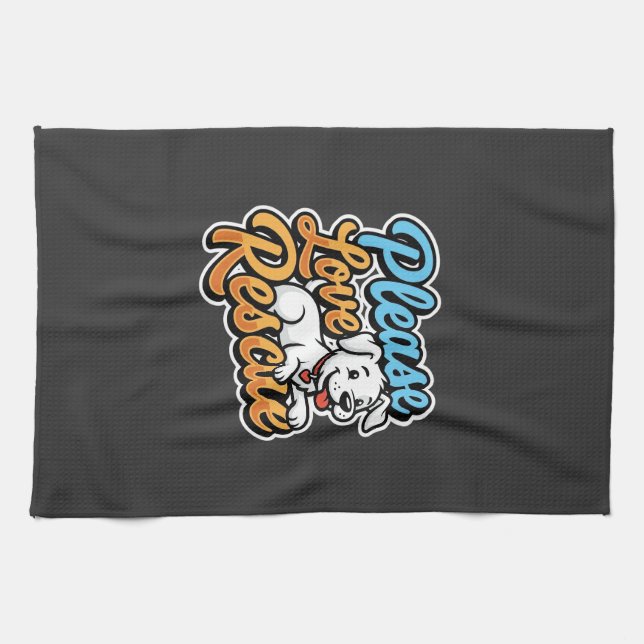 Please Love Rescue Dog Kitchen Towel (Horizontal)