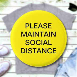 Please Maintain Social Distance Appeal Custom Text 1 Inch Round Button