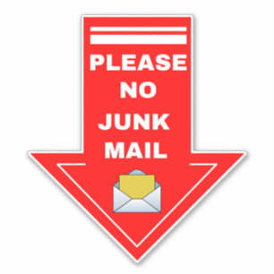 Please No Junk Mail Sign - Red Arrow