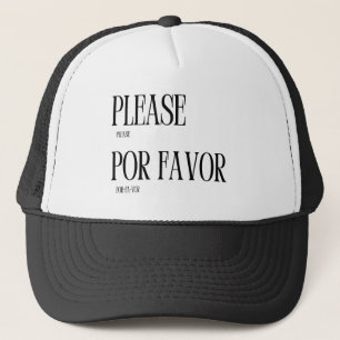 Please Por Favor Learn Language Exchange Flashcard Trucker Hat