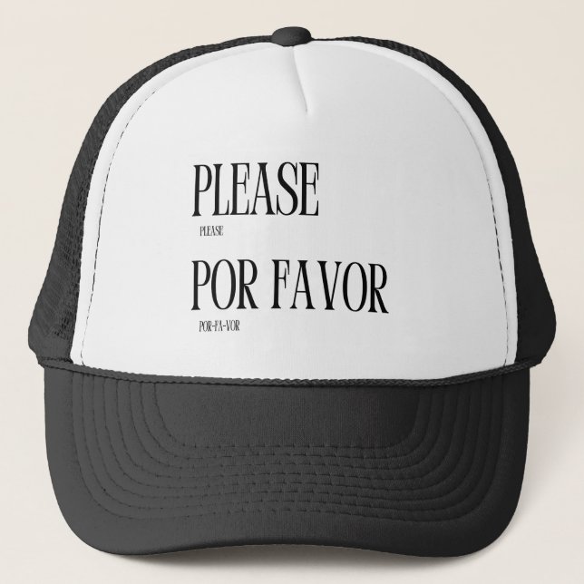 Please Por Favour Learn Language Exchange Flashcar Trucker Hat (Front)
