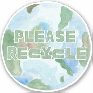 Please Recycle Planet Earth Watercolor Pastel